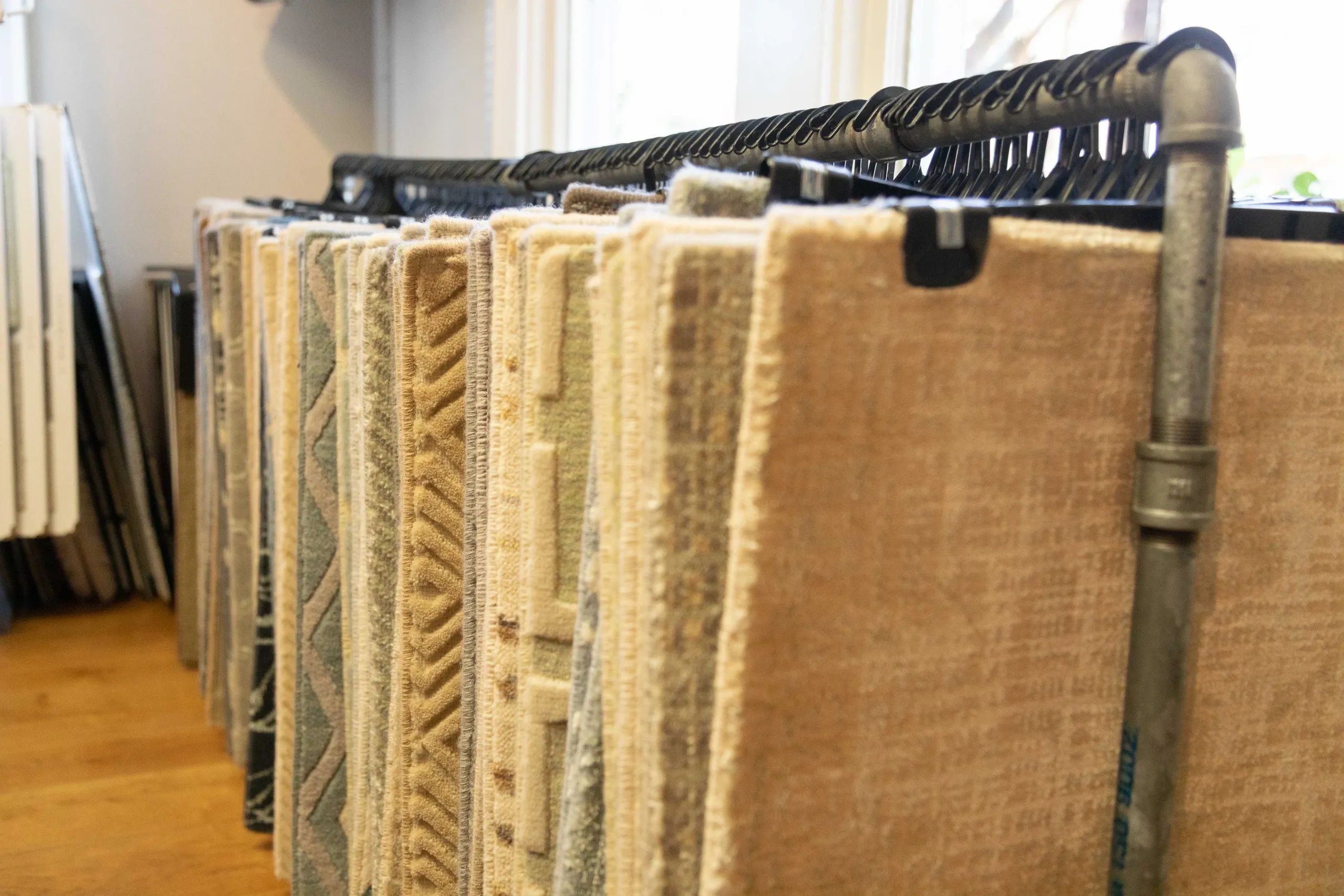 Carpet samples display in showroom